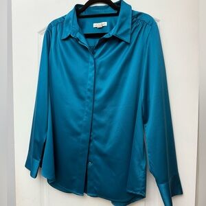 Coldwater Creek Blue Satin Blouse